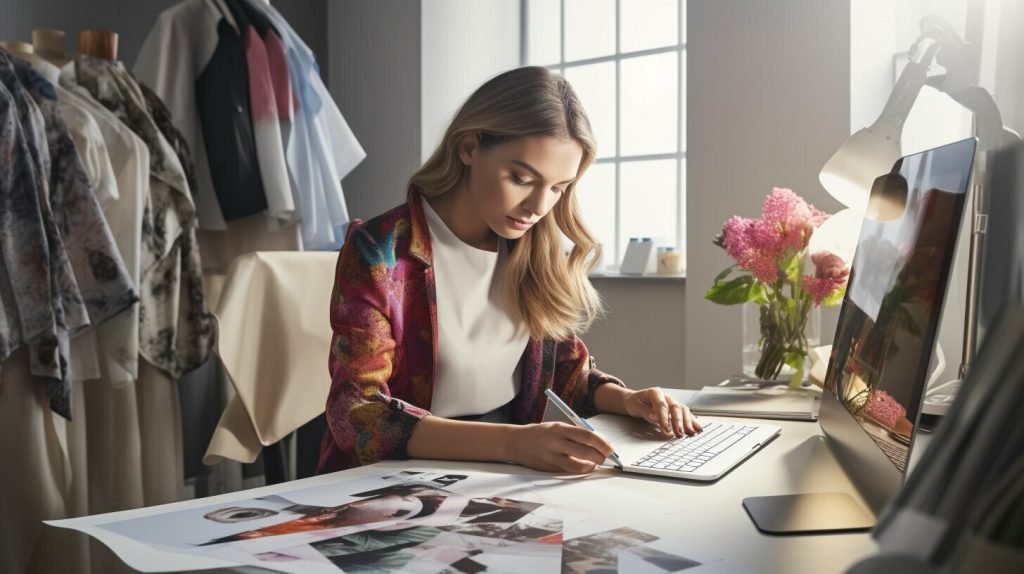 freelance fashion designer creating tech pack